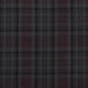 Brown Plaid Blended Wool Twill