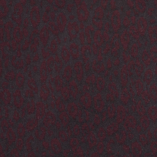 Burgundy and Black Leopard Patterned Stretch Twill