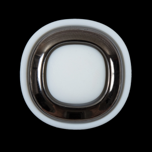 White and Gunmetal 2-Piece Plastic Button - 45L/28mm