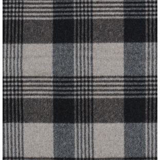 Italian Dust Gray and Navy Plaid Brushed Wool Twill