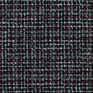 Red, Black and White Boucled Wool Tweed