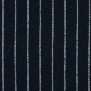 Blue Nights and White Pencil Striped Brushed Wool Coating