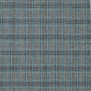 Black, White and Blue Glen Plaid Wool Woven