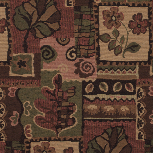 Mahogany Brown and Cedar Green Patchwork Nature Inspired Upholstery Woven