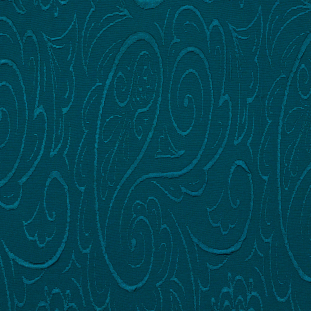 Deep Teal Stretch Polyester Knit with Raised Paisley Pattern