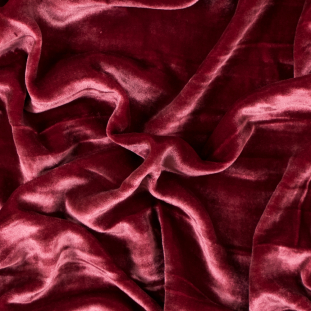 Deep Claret Wrinkled Silk and Rayon Velvet