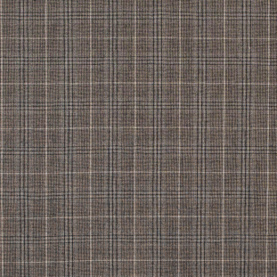 Natural Beige and Black Plaid Wool Suiting