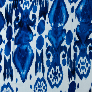 Nautical Blue Painterly Printed Rayon Double Georgette