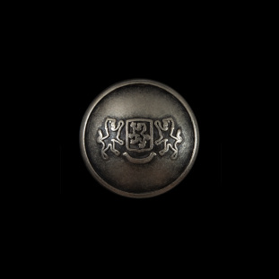Silver Double Lion Crest Metal Button - 28L/18mm