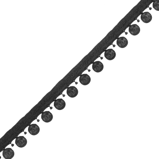 Black Beaded Coin Trim with Lip - 1