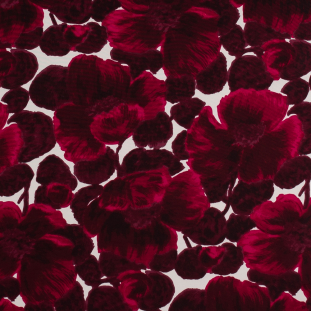 Famous NYC Designer Fuchsia Floral Printed Silk Faille