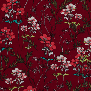 Cranberry Floral Rayon Batiste