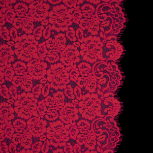 Pink and Red Two-Tone Floral Re-Embroidered Lace