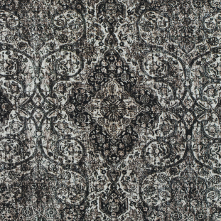 Italian Black and Brown Paisley Stretch Cotton Twill