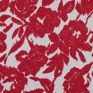 Italian Red Ikat Floral Cotton Jacquard