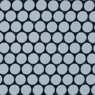 Italian Navy and White Polka Dotted Cotton Jacquard