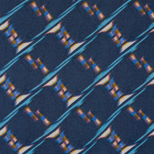 Italian Peacoat Blue Geometric Jersey Knit