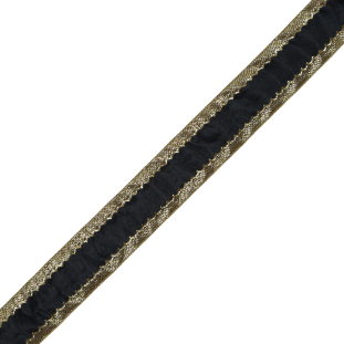 Black and Gold Metallic Ribbon - 1.5