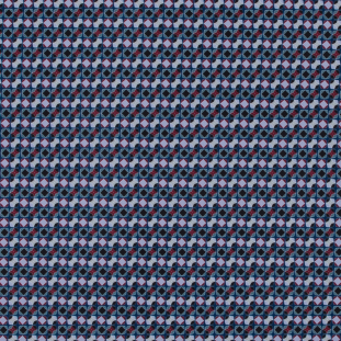 Italian Blue Geometric Digitally Printed Stretch Polyester