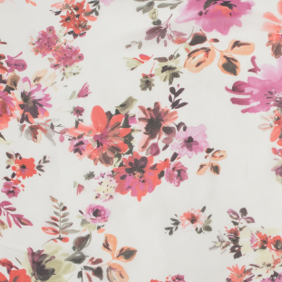 Marc Jacobs Beige and Beetroot Purple Floral Silk Chiffon