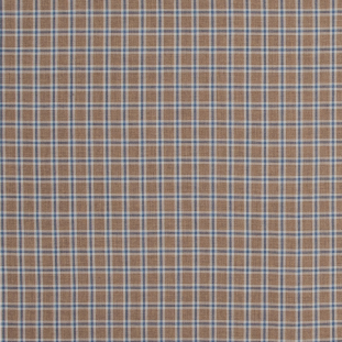 Beige and Blue Plaid Cotton Twill