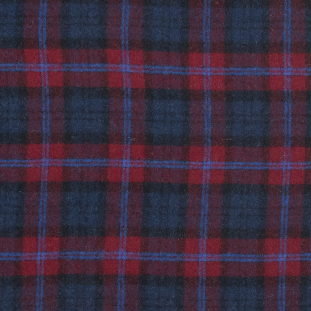 Red and Blue Plaid Wool Coating