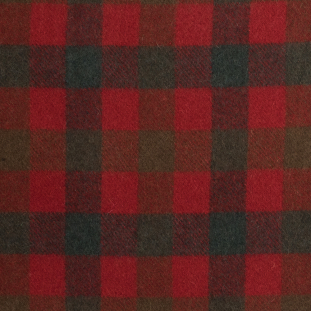 Red and Green Checkered Twill Wool Coating