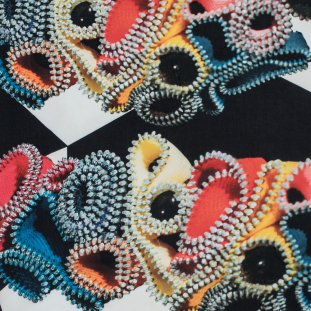 Multicolor Zipper Printed Polyester Chiffon