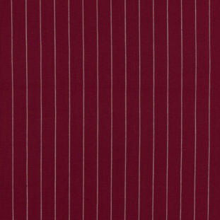 Cranberry and White Pencil Striped Linen Woven