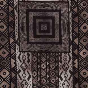Brown and Black Geometric Printed Polyester Panel
