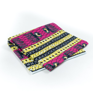 Yellow and Fuchsia Waxed Cotton African Print
