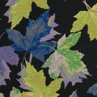 Purple, Blue and Green Leafy Novelty Jacquard