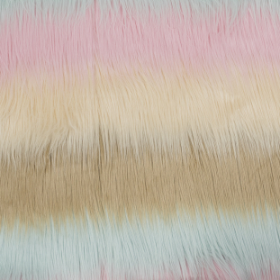 Pink, Pale Aqua and Beige Awning Striped Faux Fur