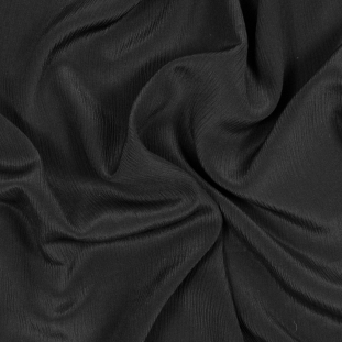 Black Crinkled Silk Crepe de Chine