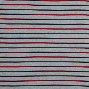 Gray, Red and Navy Shadow Striped Brushed Fleece
