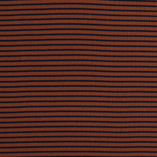 Rust and Navy Striped 9 x 1 Rib Knit