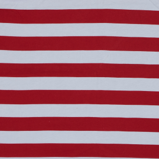 Red and White Awning Striped Cotton Fleece