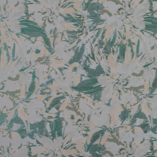 Beige, Green and Ivory Abstract Floral Jacquard