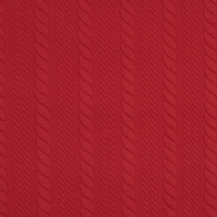 Red Quilted Knit With Striped Rope Design