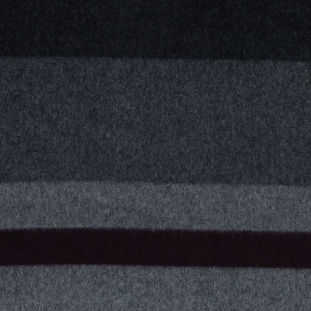 Black, Gray and Burgundy Wide Striped Wool Coating