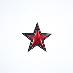 Italian Red Faux Leather Star Patch - 4