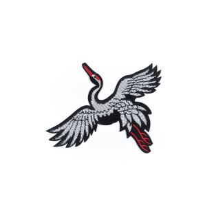 Italian Black, White and Red Sequin Phoenix Patch - 8 x 7