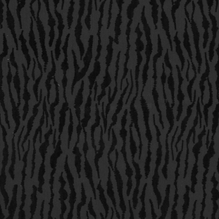 Black Denim Flocked with Black Tiger Striped Velvet