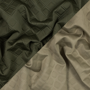 Olive and Beige Diamond Quilted Double-Faced Neoprene
