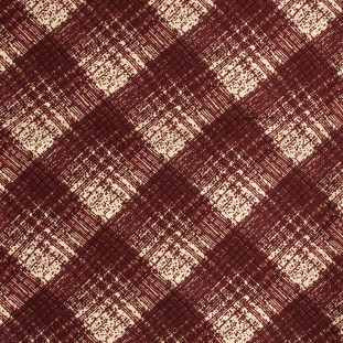 Famous NYC Designer Rustic Red Abstract Plaid Silk Twill