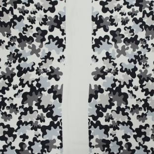 Famous NYC Designer Gray and Ivory Abstract Printed Silk Twill