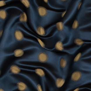 Famous NYC Designer Blue and Gold Polka Dotted Jacquard Lining