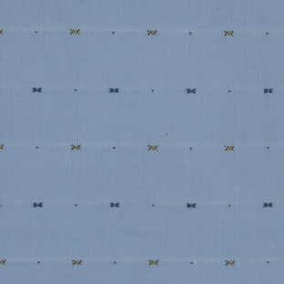 Blue Cotton Chambray with Woven Design
