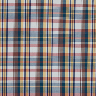 Blue, Red and Yellow Madras Plaid Cotton Shirting