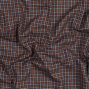 Orange, Gray and Black Plaid Cotton Double Cloth